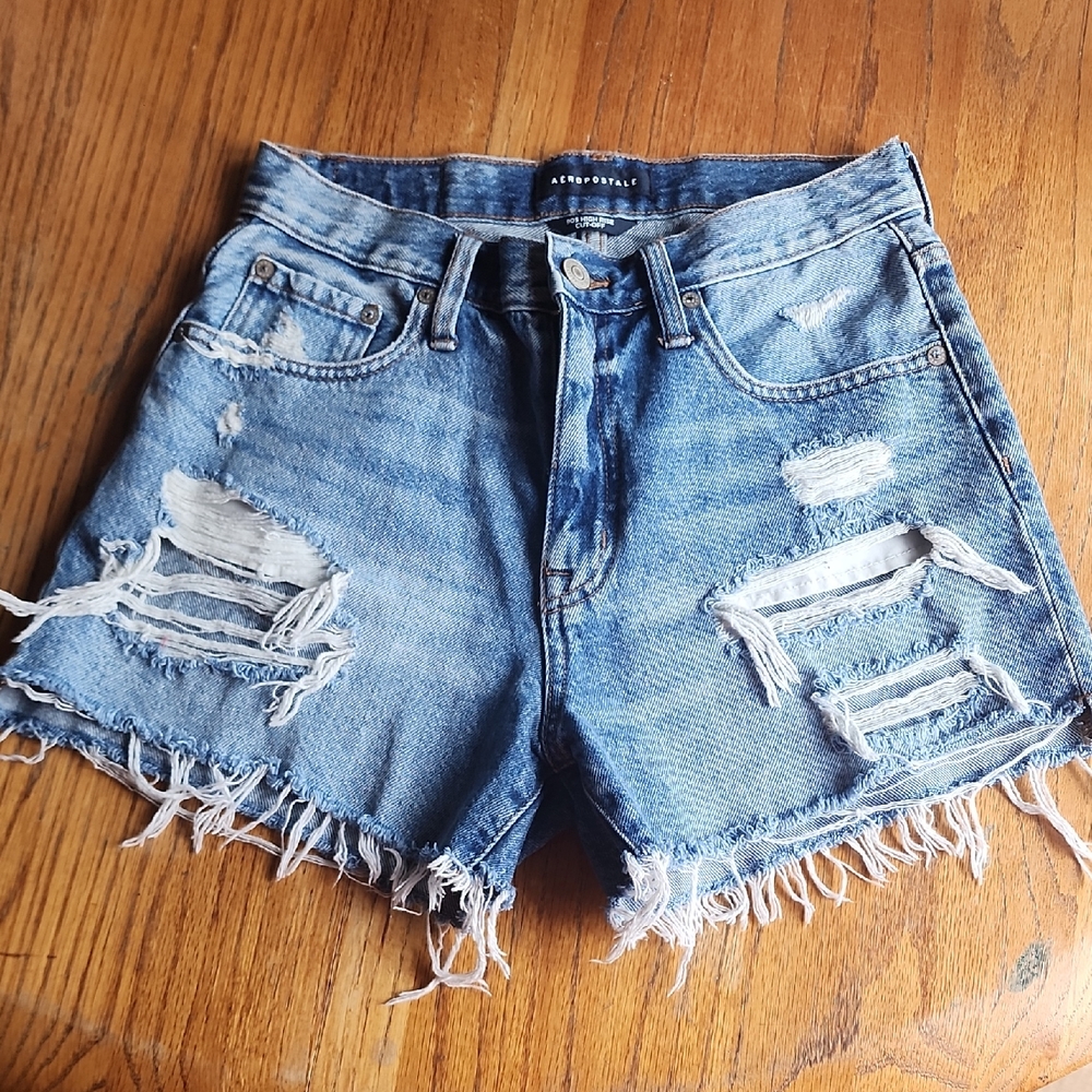 Aeropostale Light Blue Distressed Jean Shorts